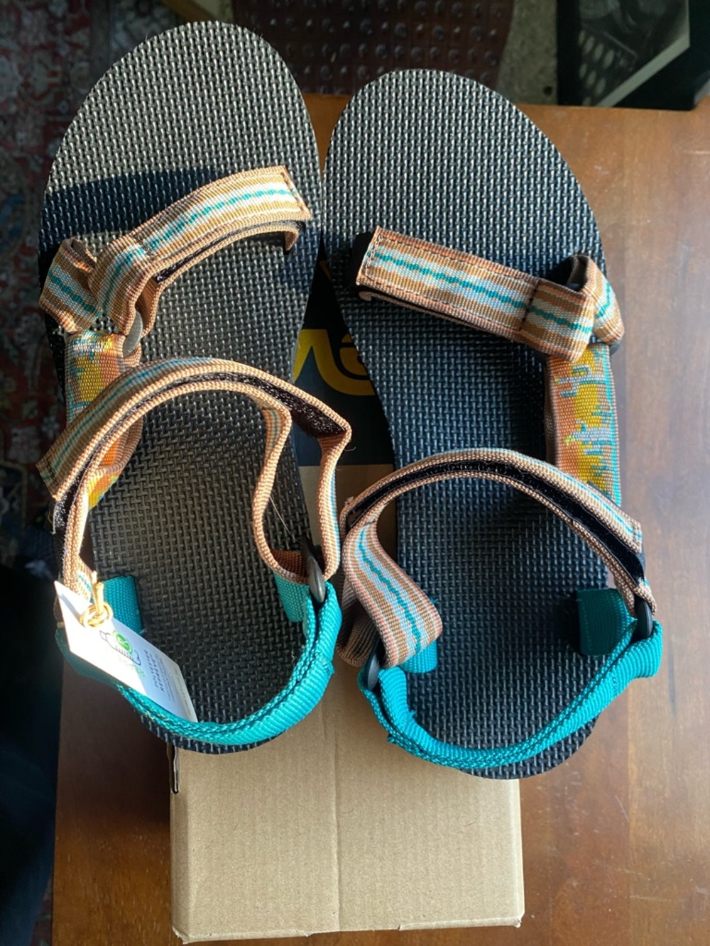 Teva Women's Original Universal Sandals in Black, Brown & Teal - Picture 7 of 8